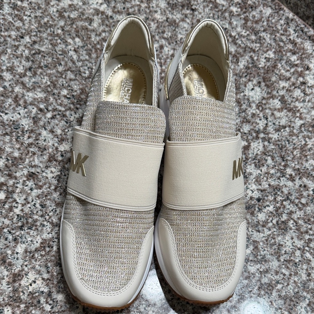 Michael Kors Cream and Gold Slip-On Shoes